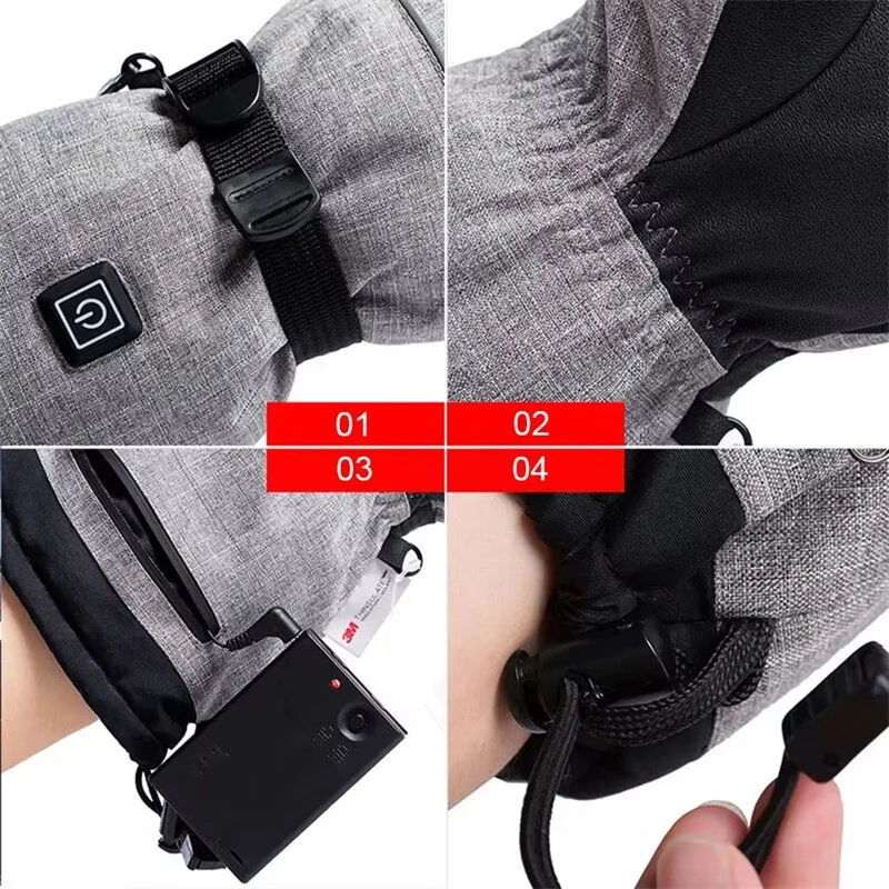 (image for) TENGOO Heated Gloves Thermal Winter Waterproof Ski Heated Gloves MTB Riding Windproof Motorcycle Five-Finger Touch Screen Gloves